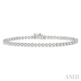 3 ctw Tri-Prong Round Cut Diamond Tennis Bracelet in 14K White Gold